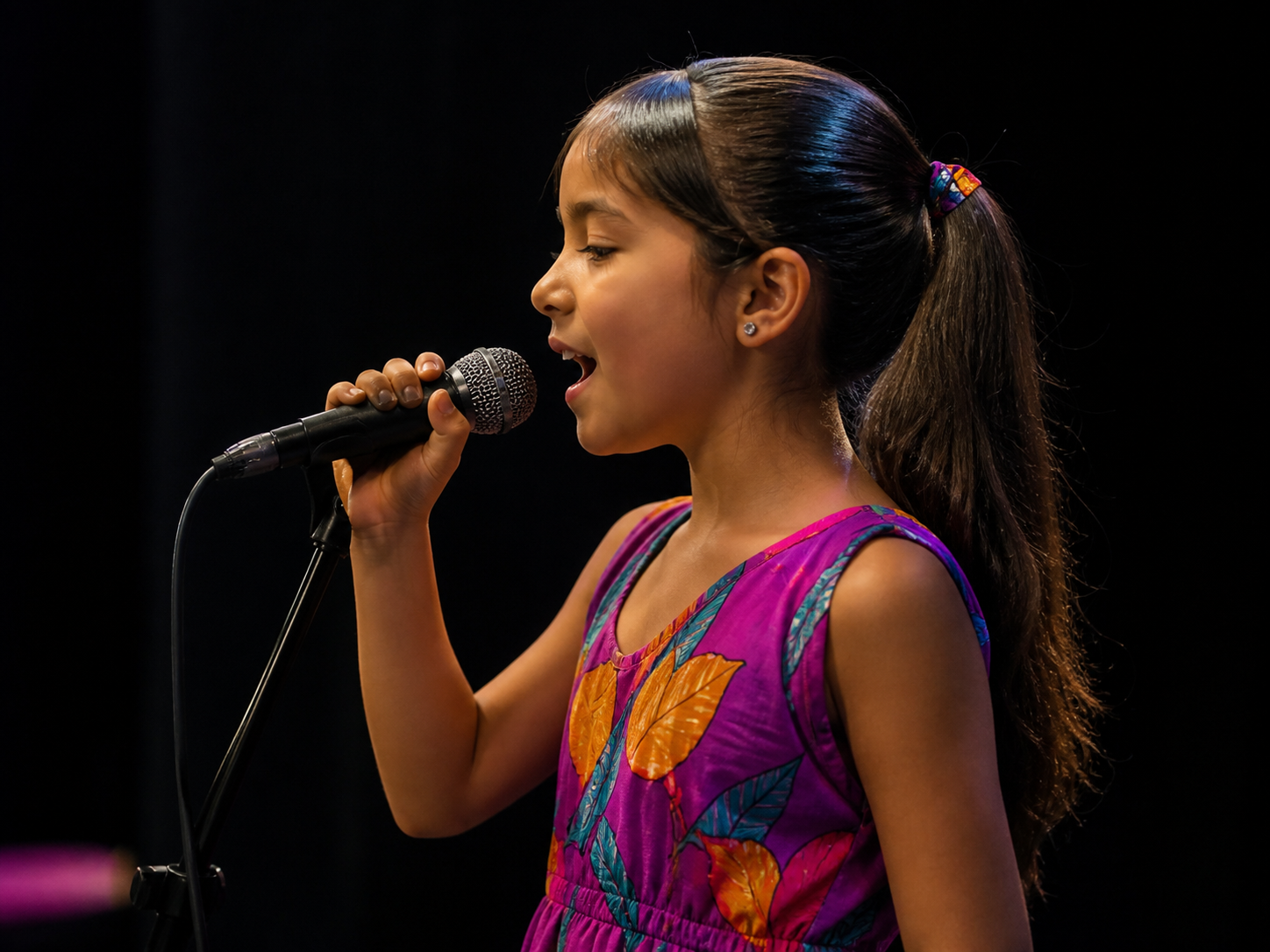 Niña recibiendo clase de canto para niños en VOZÉTICA Zaragoza